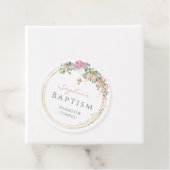Elegant roze Waterverf Floral Girl Baptisme Bedankjes Labels (In situ)