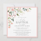 Elegant roze Waterverf Floral Girl Baptisme Kaart (Voorkant)