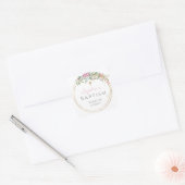 Elegant roze Waterverf Floral Girl Baptisme Vierkante Sticker (Envelop)