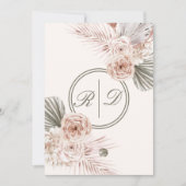 Elegant roze Waterverf Floral Monogram bruiloft in Kaart (Voorkant)