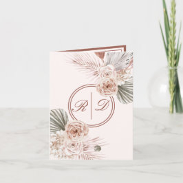 Elegant roze Waterverf Floral Monogram Weddenschap