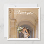 Elegant roze Waterverf Floral Monogram Weddenschap Bedankkaart (Achterkant)