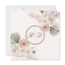 Elegant roze Waterverf Floral Monogram Weddenschap