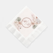 Elegant roze Waterverf Floral Monogram Weddenschap Servet (Hoek)