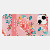 Elegant roze Waterverf Floral Pattern Case-Mate iPhone Case (Achterkant (horizontaal))
