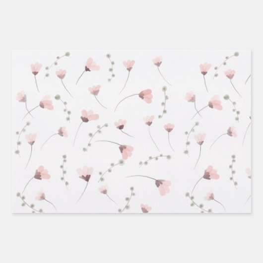Elegant roze Waterverf Floral Pattern Inpakpapier Vel (Voorkant 2)
