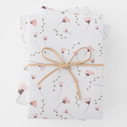 Elegant roze Waterverf Floral Pattern Inpakpapier Vel (In situ)