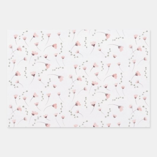 Elegant roze Waterverf Floral Pattern Inpakpapier Vel (Voorkant)