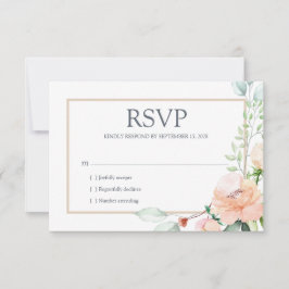Elegant roze Waterverf Floral RSVP Kaartje
