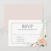Elegant roze Waterverf Floral RSVP Kaartje (Voorkant / Achterkant)