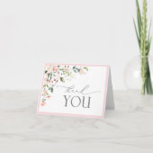 Elegant roze Waterverf Floral Script Bedankkaart (Voorkant)