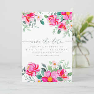 Elegant roze Waterverf Floral Script Weddenschap Save The Date