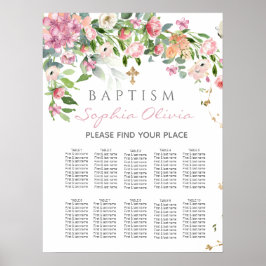 Elegant roze Waterverf Floral Seating Chart Poster