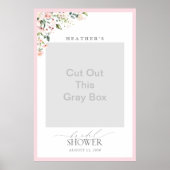 Elegant roze Waterverf Floral Shower Foto Booth Poster (Voorkant)