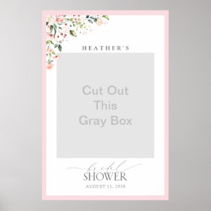 Elegant roze Waterverf Floral Shower Foto Booth Poster