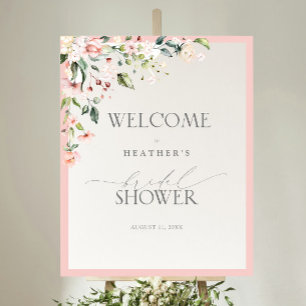Elegant roze Waterverf Floral Shower Welkom Poster
