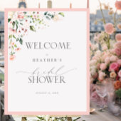 Elegant roze Waterverf Floral Shower Welkom Poster