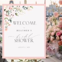 Elegant roze Waterverf Floral Shower Welkom