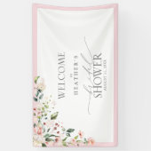 Elegant roze Waterverf Floral Shower Welkom Spandoek (Verticaal)