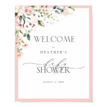 Elegant roze Waterverf Floral Shower Welkomstberic