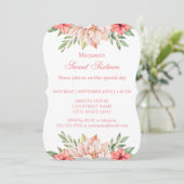 Elegant roze Waterverf Floral Sweet 16 Kaart (Staand voorkant)