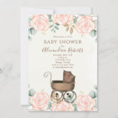 Elegant roze Waterverf Floral Sweet Baby shower Kaart (Voorkant)