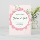 Elegant roze waterverf Floral Uitnodiging (Staand voorkant)