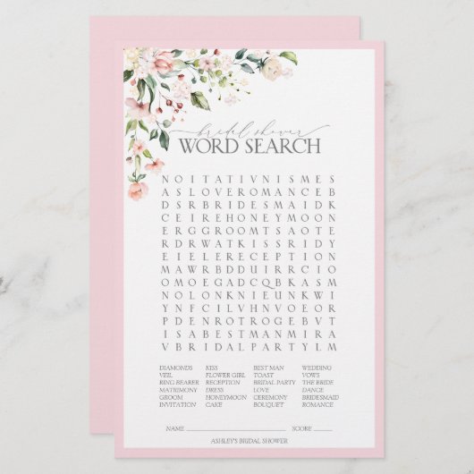 Elegant roze Waterverf Floral Vrijgezellenfeest Ga (Voorkant / Achterkant)