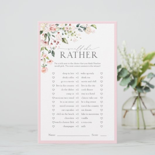 Elegant roze Waterverf Floral Vrijgezellenfeest Ga (Staand voorkant)