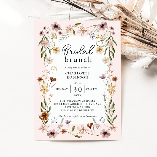 Elegant roze Waterverf Floral Vrijgezellenfeest Kaart