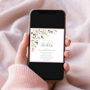 Elegant roze Waterverf Floral Vrijgezellenfeest Kaart