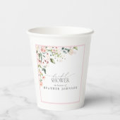 Elegant roze Waterverf Floral Vrijgezellenfeest Papieren Bekers (Achterkant)