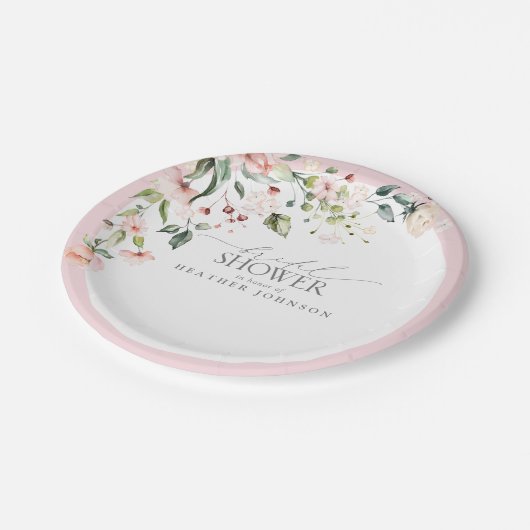 Elegant roze Waterverf Floral Vrijgezellenfeest Papieren Bordje (Gekanteld)