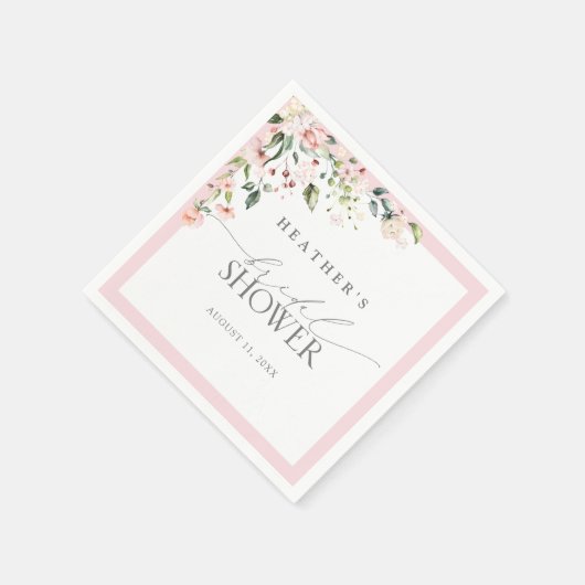 Elegant roze Waterverf Floral Vrijgezellenfeest Servet (Hoek)