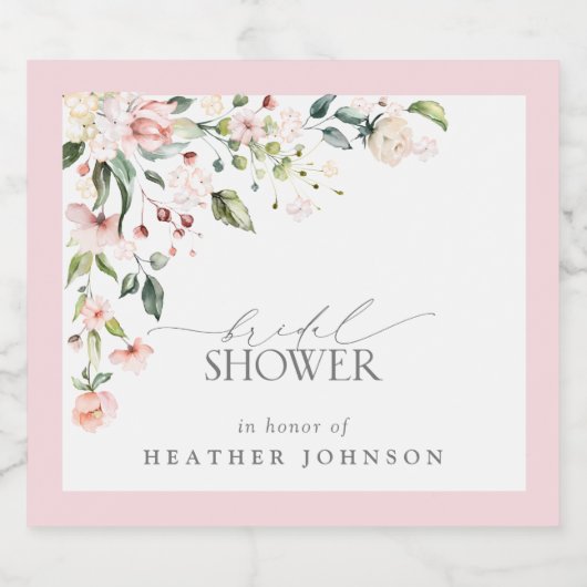 Elegant roze Waterverf Floral Vrijgezellenfeest Sparkling Wijnetiket (Enkel label)