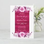 Elegant roze Waterverf Floral Wedding Kaart (Staand voorkant)