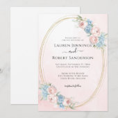 Elegant roze Waterverf Floral Wedding Kaart (Voorkant / Achterkant)