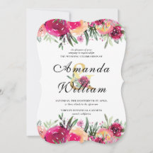 Elegant roze Waterverf Floral Wedding
