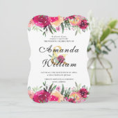 Elegant roze Waterverf Floral Wedding Kaart (Staand voorkant)