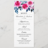 Elegant roze Waterverf Floral Wedding Menu (Voorkant)