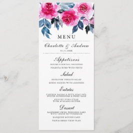 Elegant roze Waterverf Floral Wedding Menu