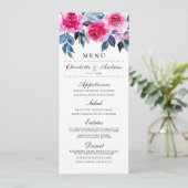 Elegant roze Waterverf Floral Wedding Menu (Staand voorkant)