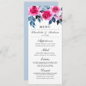 Elegant roze Waterverf Floral Wedding Menu (Voorkant / Achterkant)
