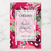 Elegant roze Waterverf Floral Wedding Mini Wijn Etiket (Enkel label)