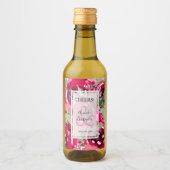 Elegant roze Waterverf Floral Wedding Mini Wijn Etiket (Voorkant)