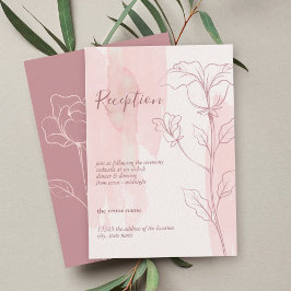Elegant roze Waterverf Floral Wedding Reception Informatiekaartje