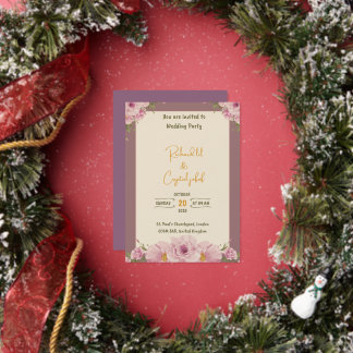 Elegant roze Waterverf Floral Wedding Uitnodiging