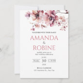 Elegant roze Waterverf Floral Wedding Uitnodiging (Voorkant)