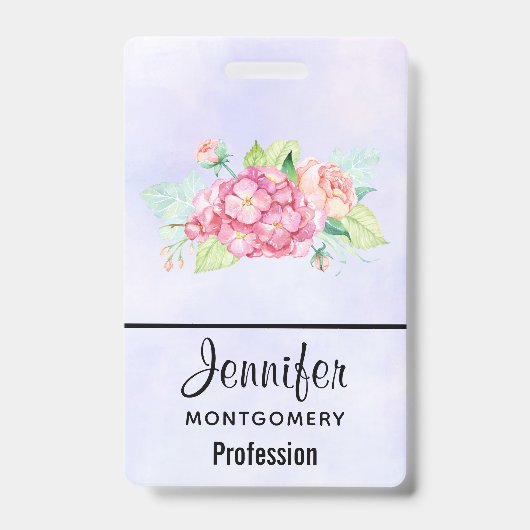 Elegant roze Waterverf Flower Bouquet Badge (Voorzijde)