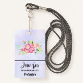 Elegant roze Waterverf Flower Bouquet Badge (Voorkant met draagriem)